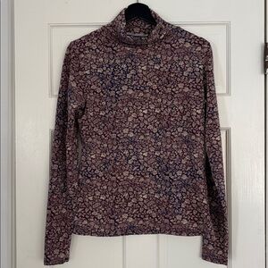 Peruvian Connection Floral Turtleneck Pima Cotton Size M